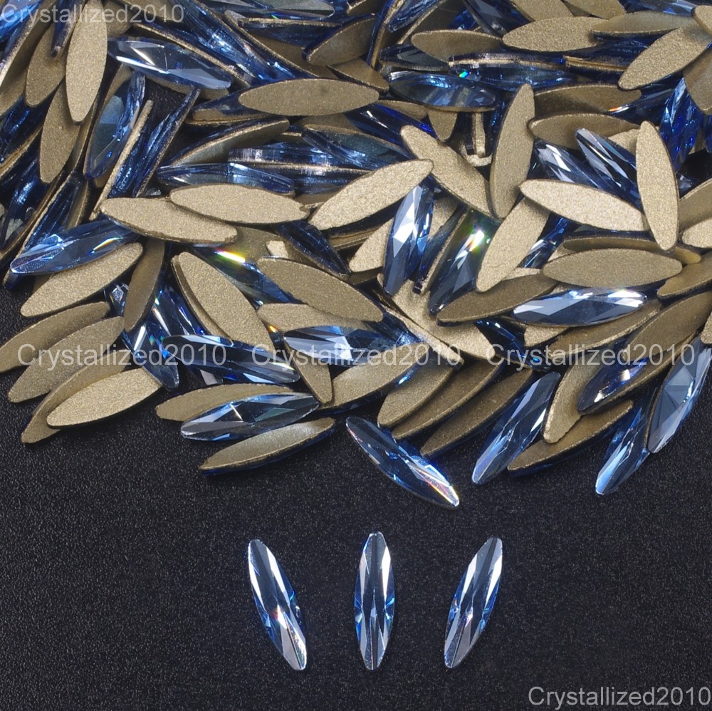 Top Quality Czech Crystal Rhinestone Navette Flatback Nail Art Decoration 3x11mm