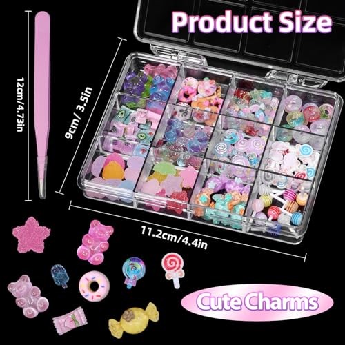 3D Candy Nail Charms for Acrylic Nails, Multi Color Lollipop Donuts Bears
