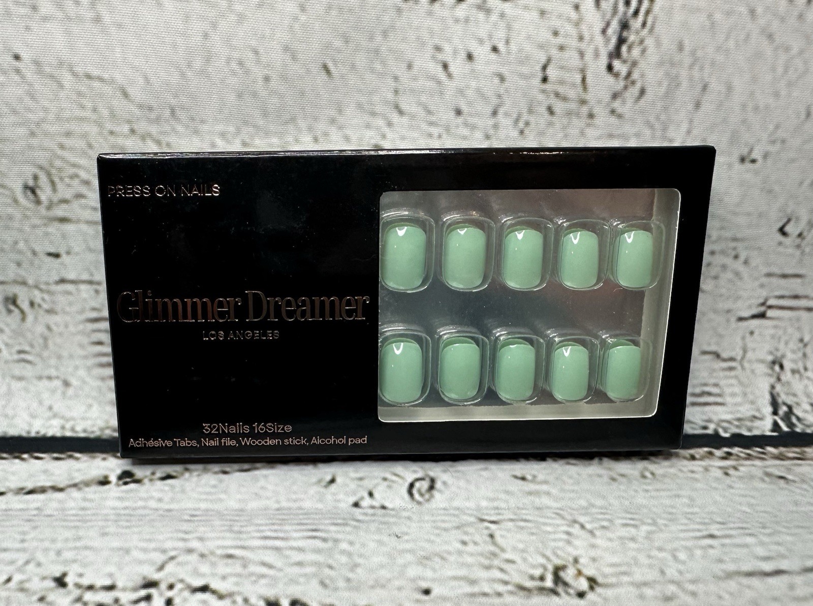 Press On Nails Glimmer Dreamer Los Angeles 32 Nails 16 Size – Pastel Green