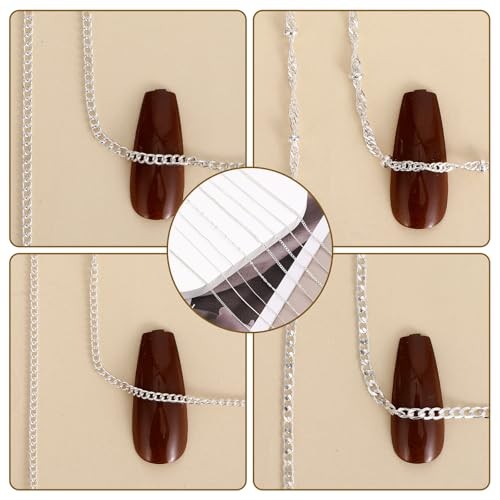 8 Strips Metal Chain Nail Art Charms – Silver Jewelry Chains 3D Decorations