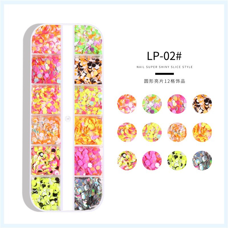 5 Boxes Set Nail Art Glitter Sequins Dot Round Shining DIY Nails Decoration