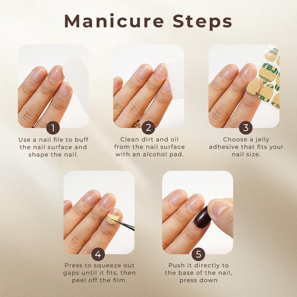 10PCS Handmade Press On Nails REUSABLE 3D Fake Nails Acrylic Slim Natural Pro…