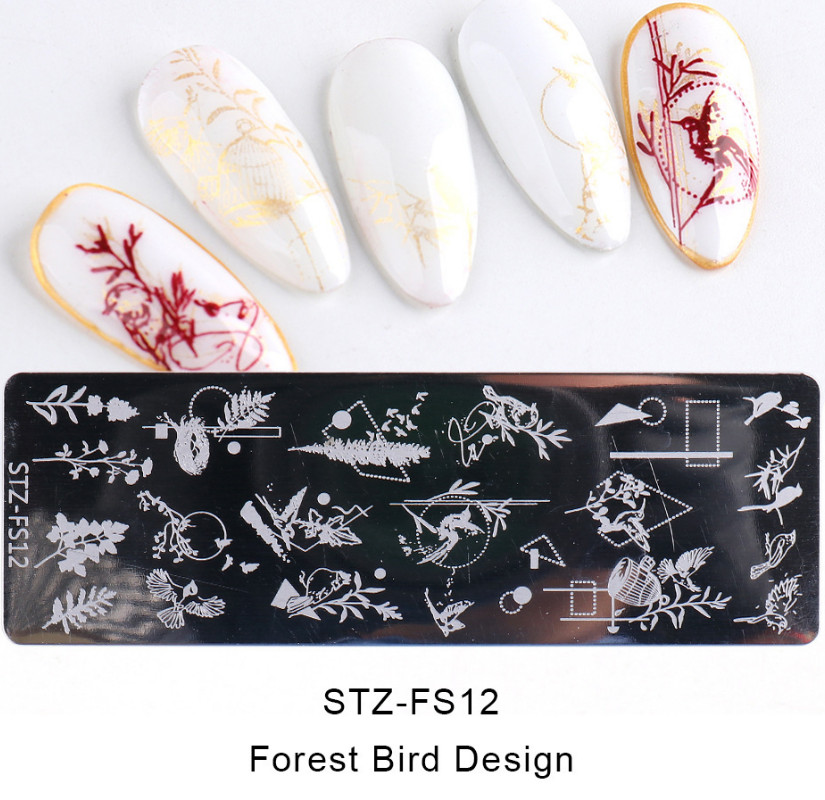 Stainless Steel Forest Bird Nail Art Stamping Manicure DIY Template Image Plate