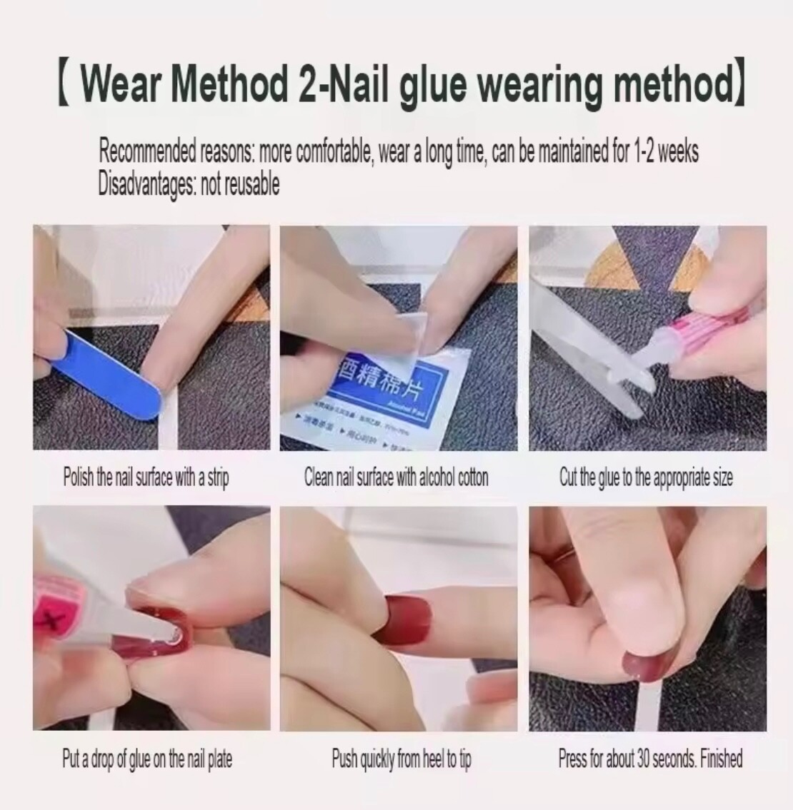 MEDIUM-Length Handmade Press on Nails for Nail Art 10PCS