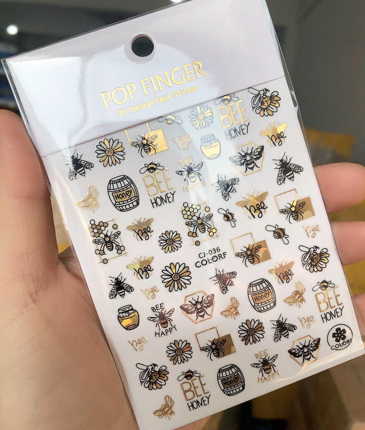 Bee Honey Flowers Nail Decals Sticker Rose Daisy “Love is my Religion’ Leaf