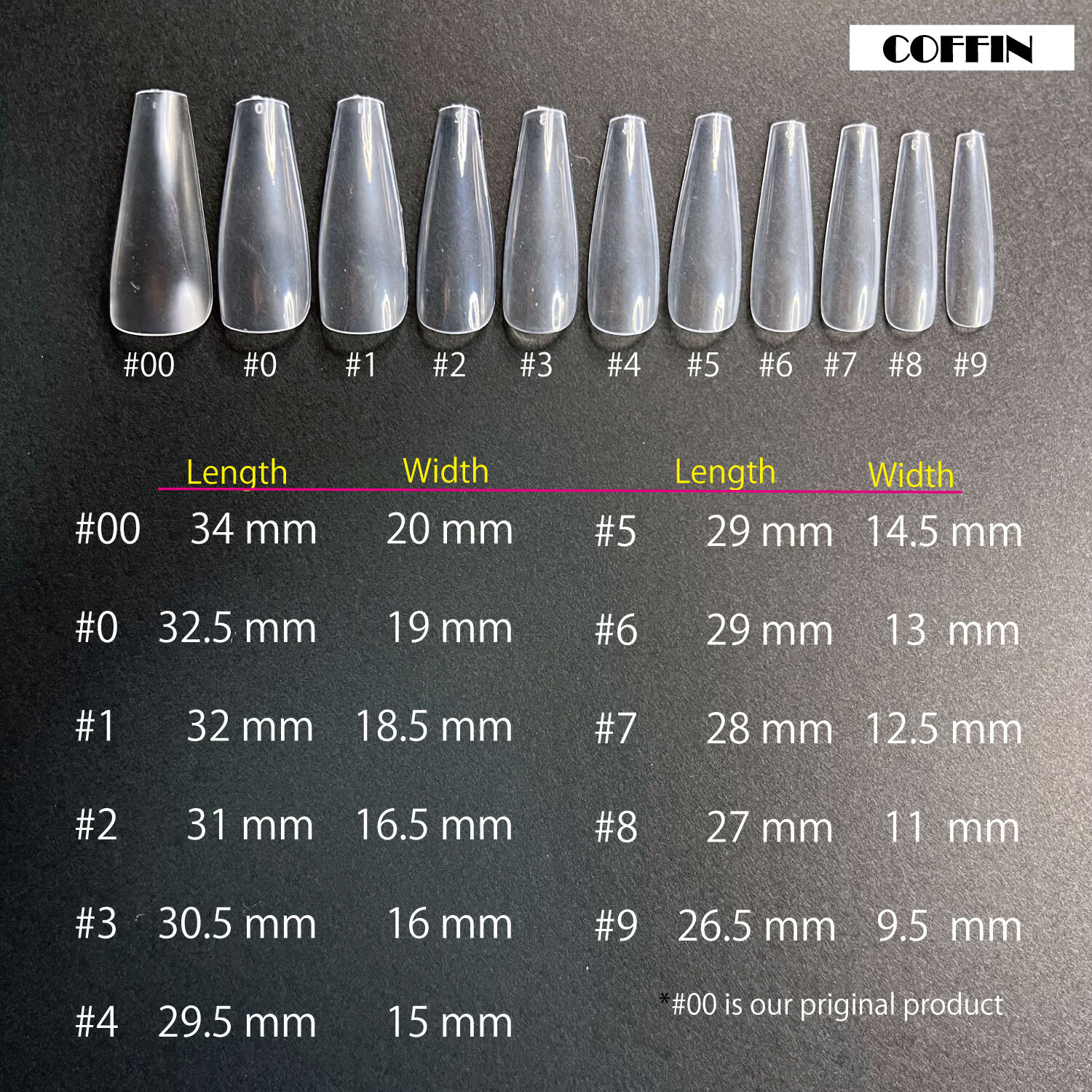 【 3 Type of Shape * 3 packs 】 Mixed Full Size Set of Clear Nail Tips