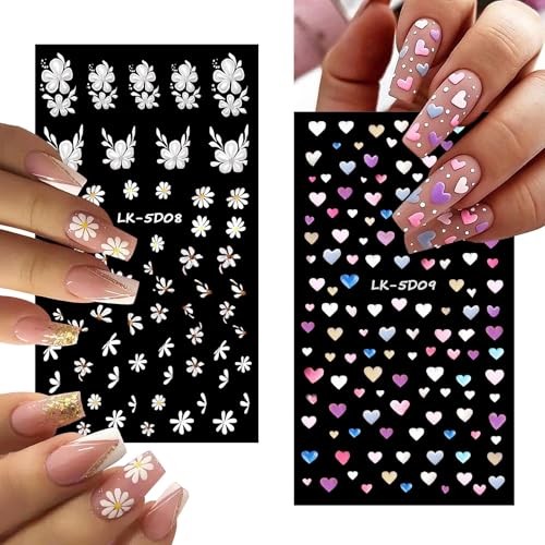 Colorful Flower Nail Stickers Decals for Women Nail Art | 5D Colorful-01
