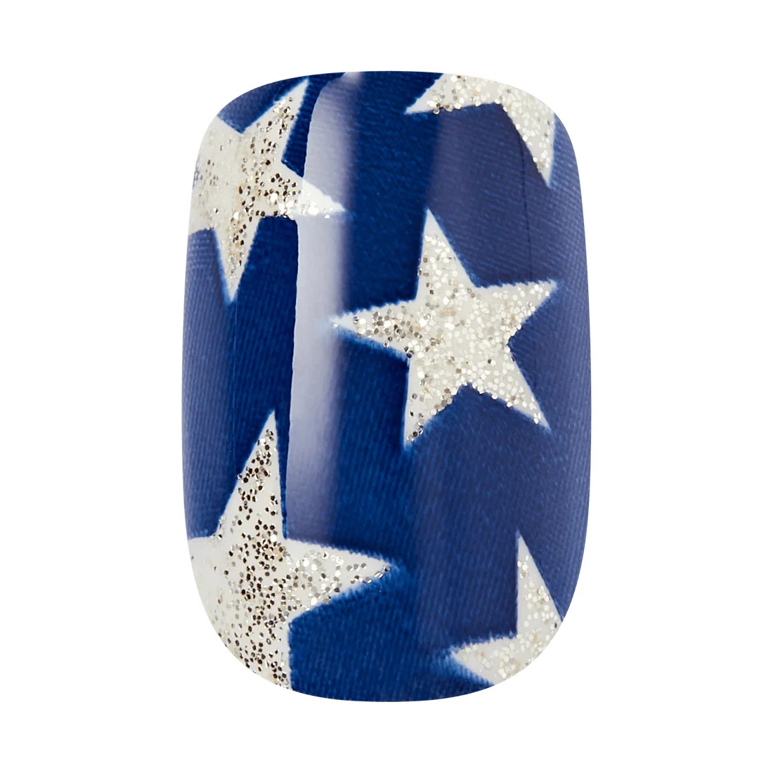 KISS 32 GLUE ON NAILS SHORT SQUOVAL RED, WHITE & BLUE MELODY IN MOTION FLAG NEW