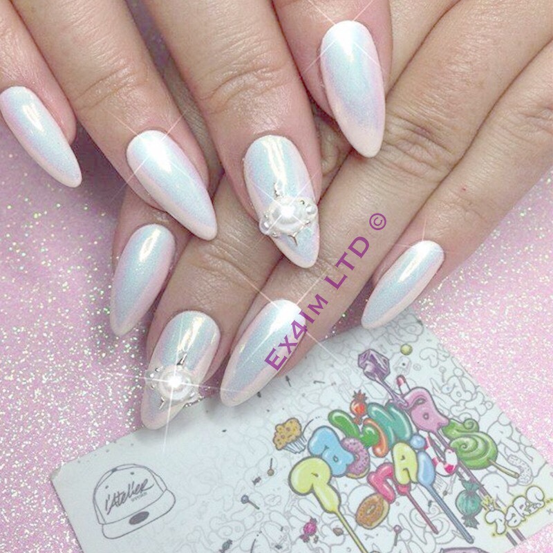 Mermaid Effect Nail Powder 5g + Brush Iridescent Dust Trend Glitter Mirror UK