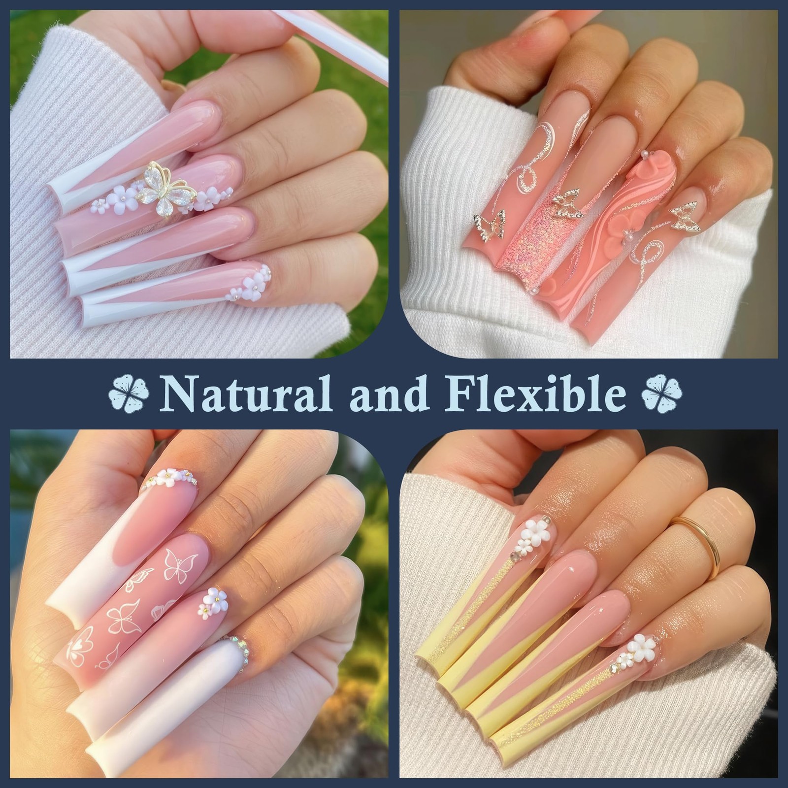 Luckyfairy XXL Nail Tips Square 504Pcs Half Cover