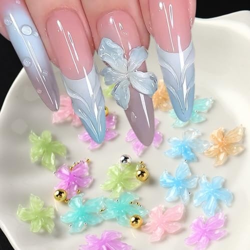 Summer Flower Nail Charms 3D Hibiscus Flowers for Hibiscus Flowers Style 3