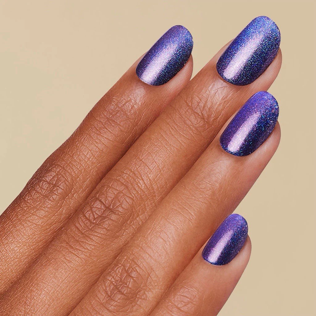 New Kleo Kolor 30 Press-On Gel Nails~Magic Indigo Color Shift~Short Round
