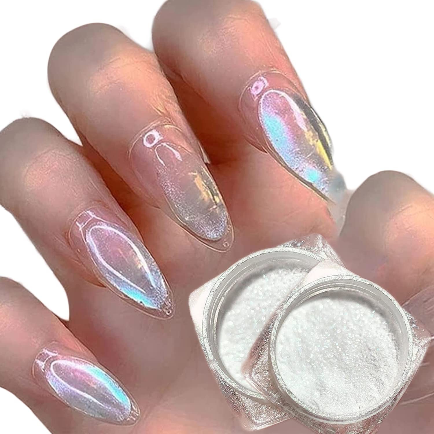 2 Boxes Pearl Ice Mermaid Nail Glitter Powder Aurora Chameleon Powder Multi C…