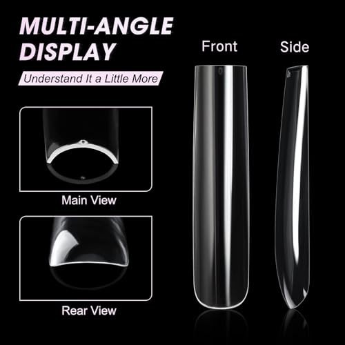 Extra Long Square Full Cover Nail Tips 240PCS XXXL Clear Full Cover Fake Nails
