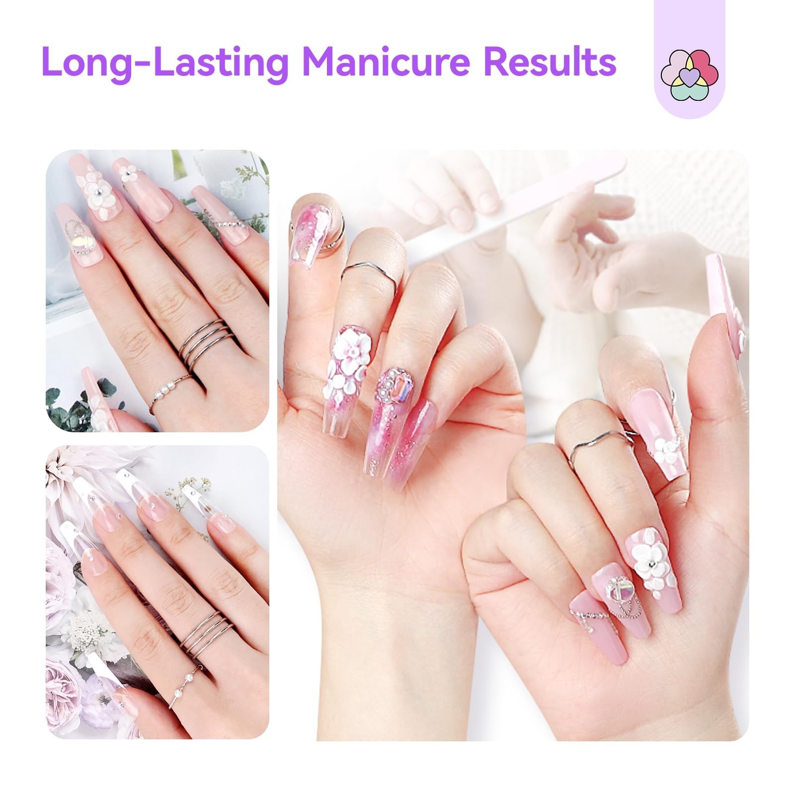 All-in-1 Acrylic Nail Kit with Drill & Nail Lamp | Beginner Set, Practice Finger
