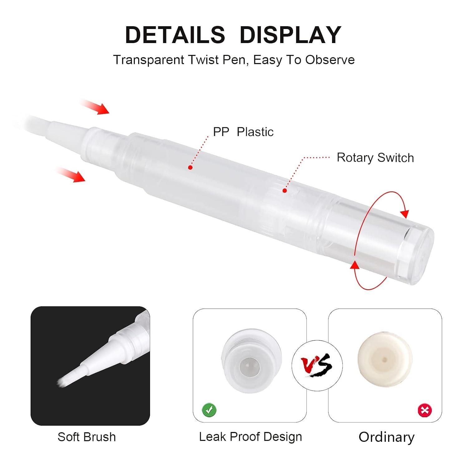 Scentless 5ml Oil Pen Set with Brush Tip – Ideal for Cuticles & Cosmetics