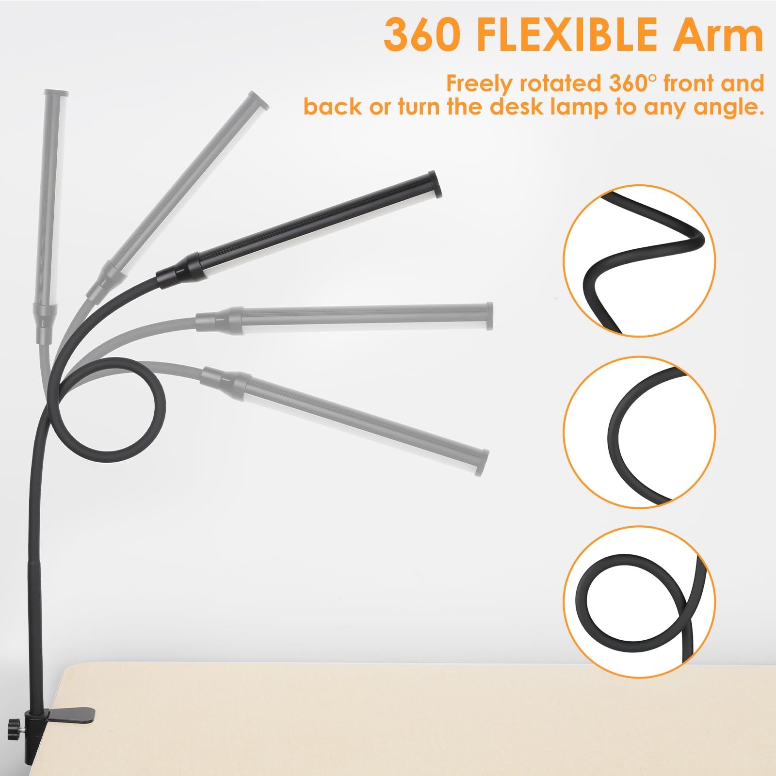 ShineTech LED Desk Lamp with Clamp, Clip On Desk Lamp for Home Office, 3000K …