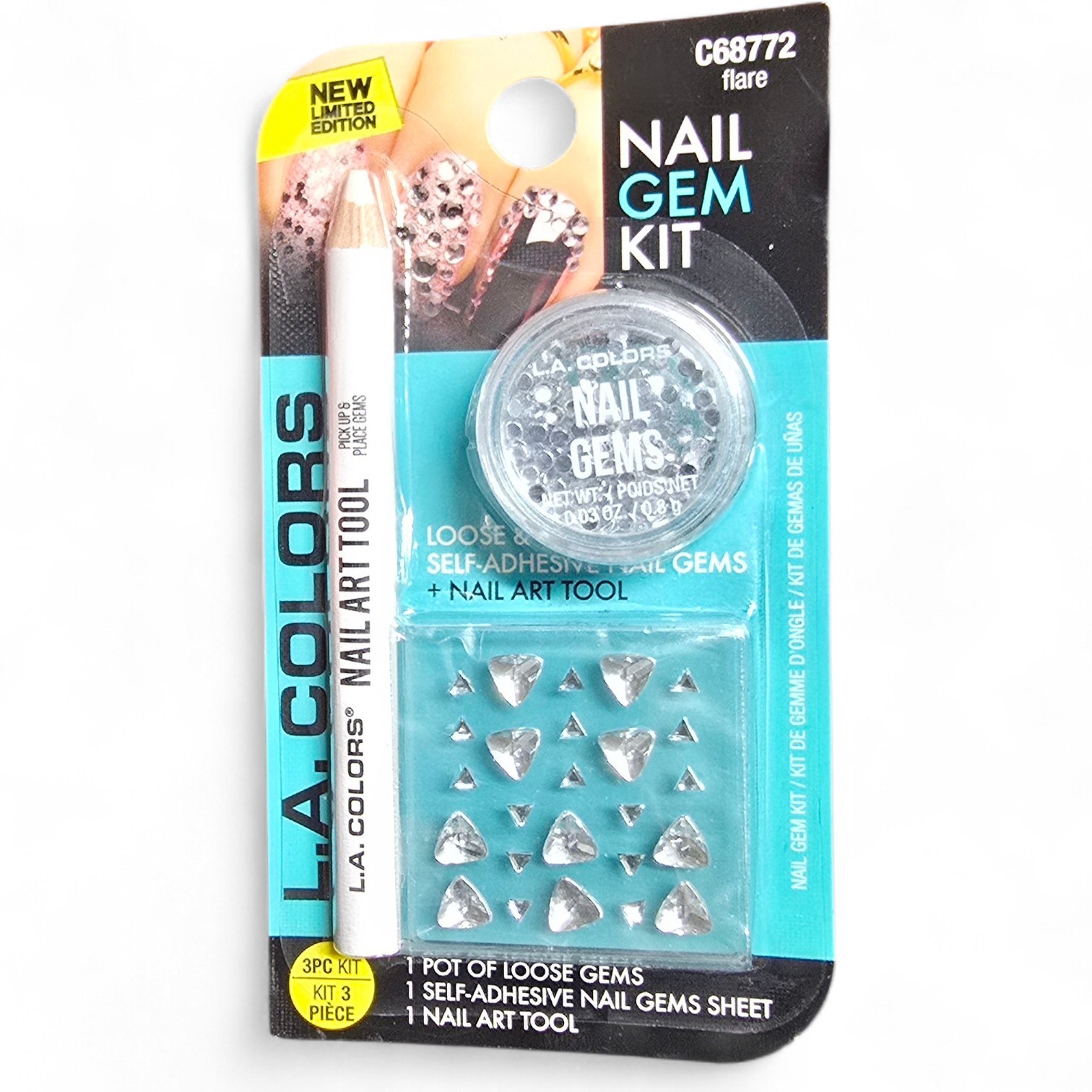 ✨ LA Colors Nail Gem Kit Bundle 4 Pc Bling Flare Dazzle Icing Nail Art Set New