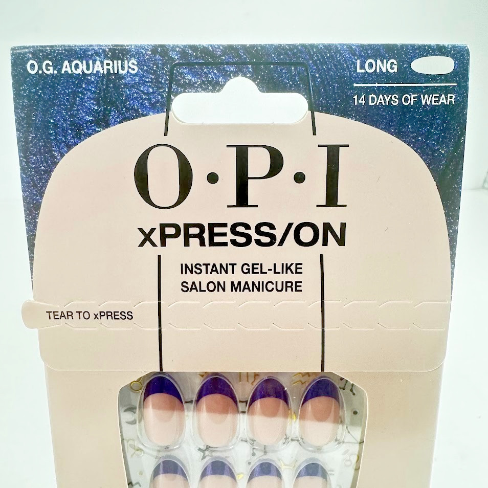 O•P•I xPRESS/ON O.G. Aquarius Long Instant Gel-Like Salon Manicure Nail Set