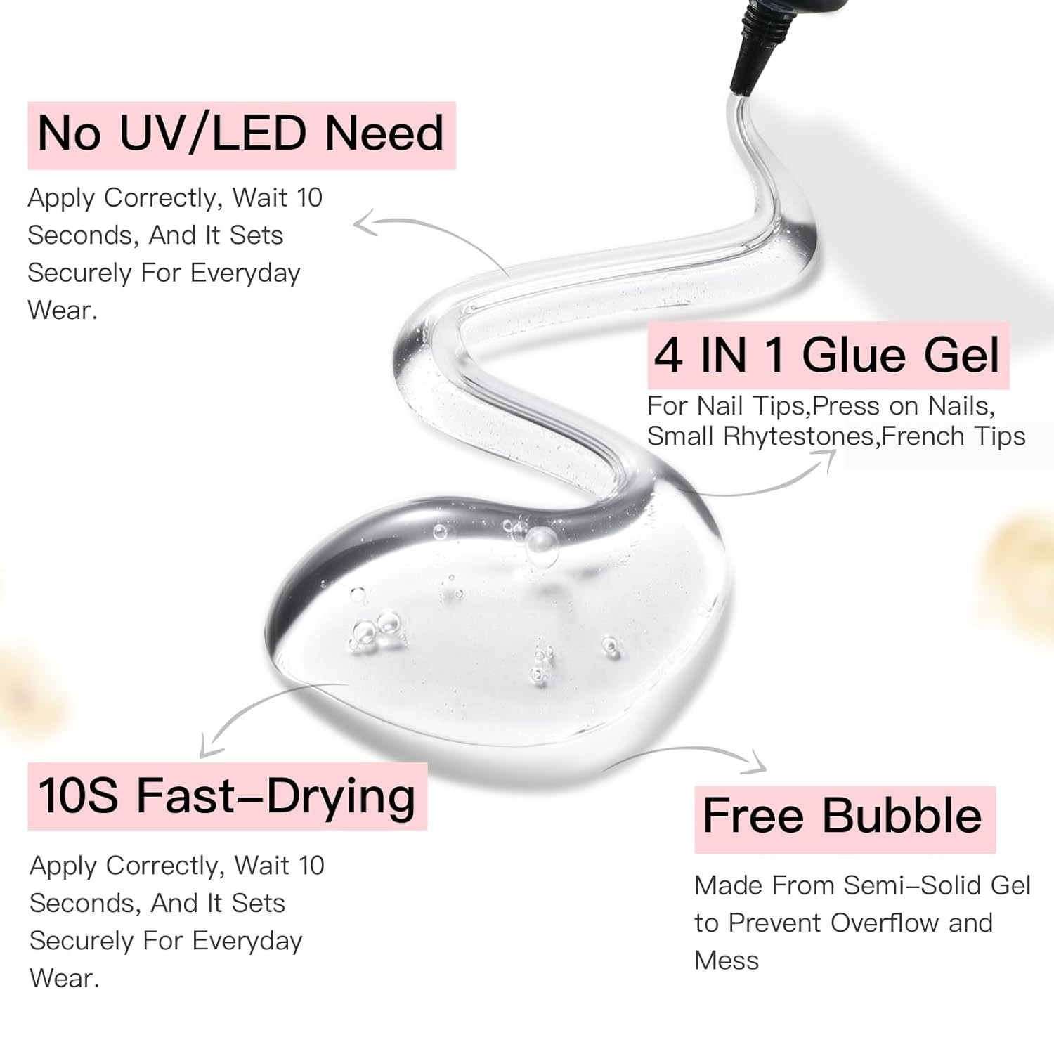Curvlife New Super Strong on Nail Glue 15G for Press on Nails Tips Quick Drying