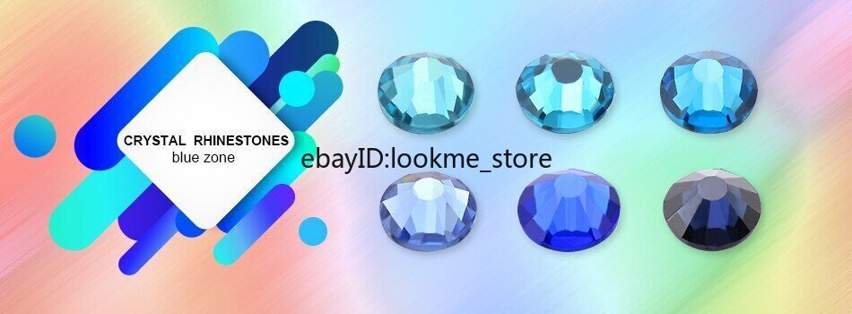1440pcs Blue Glass Crystal Nail Art Rhinestones Flat Back Gems 3D Nail Tips Deco