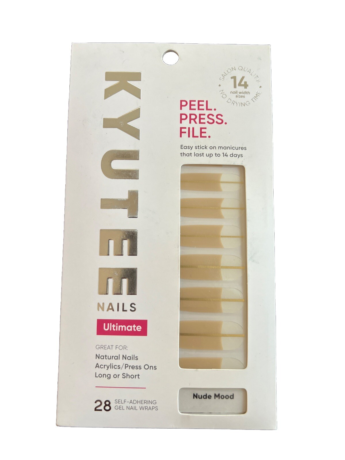 Kyutee Nails Peel. Press. File. Instant Gel Polish Manicure – Nude Mood- 28pc