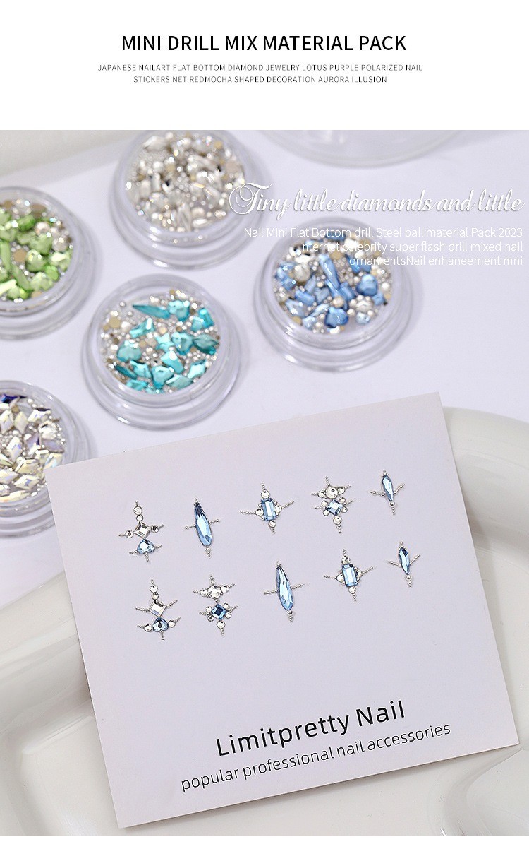 Mini Colorful Rhinestones Nail Art Charm, Multi Shape Flat Back Nail Gem