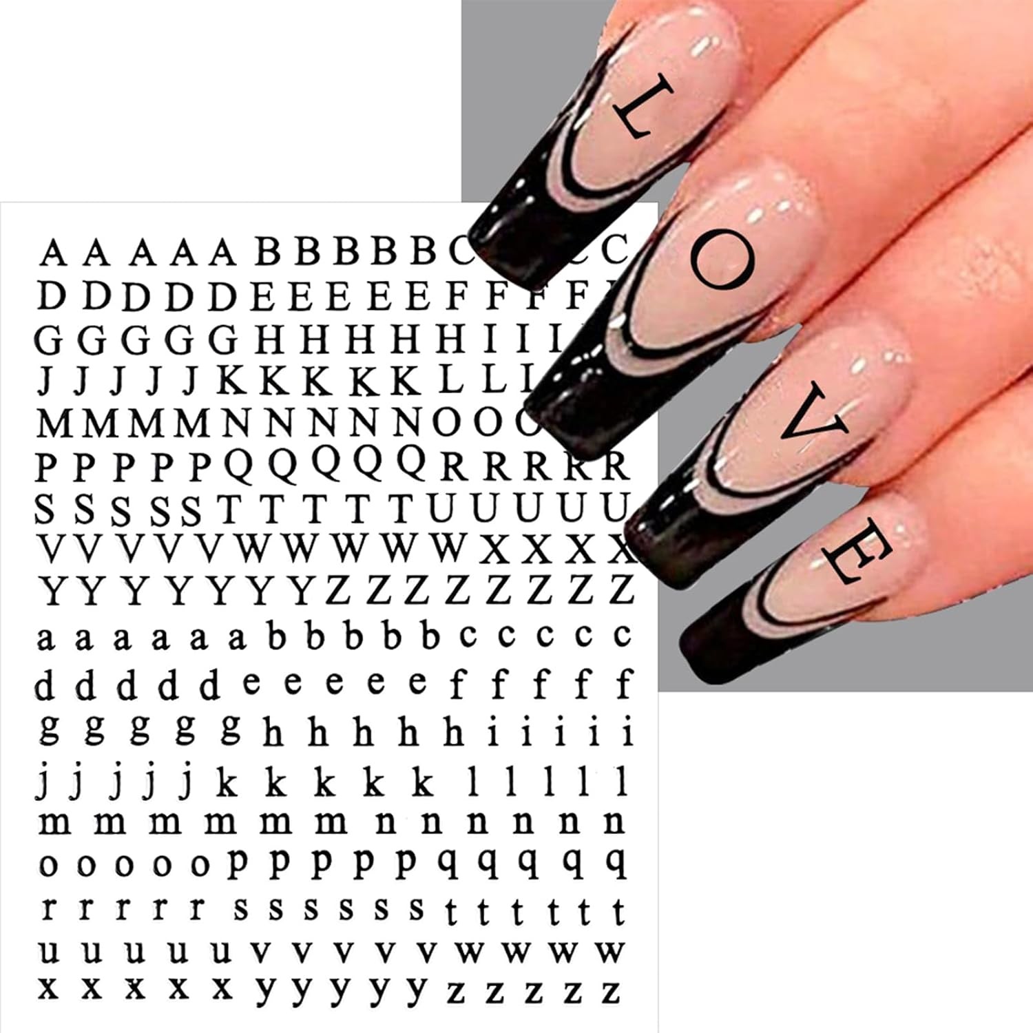 Letter Nail Art Stickers – 3D English Alphabet Decals for DIY Mix