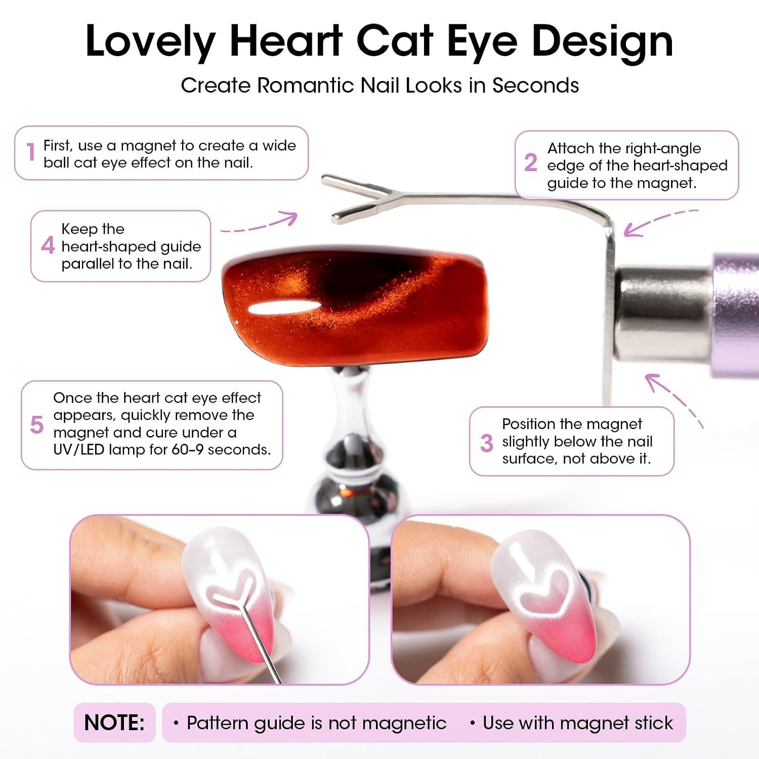 Cat Eye Magnet, Double-Ended Nail Magnet Tool Kit for Gel Polish | Complete Set