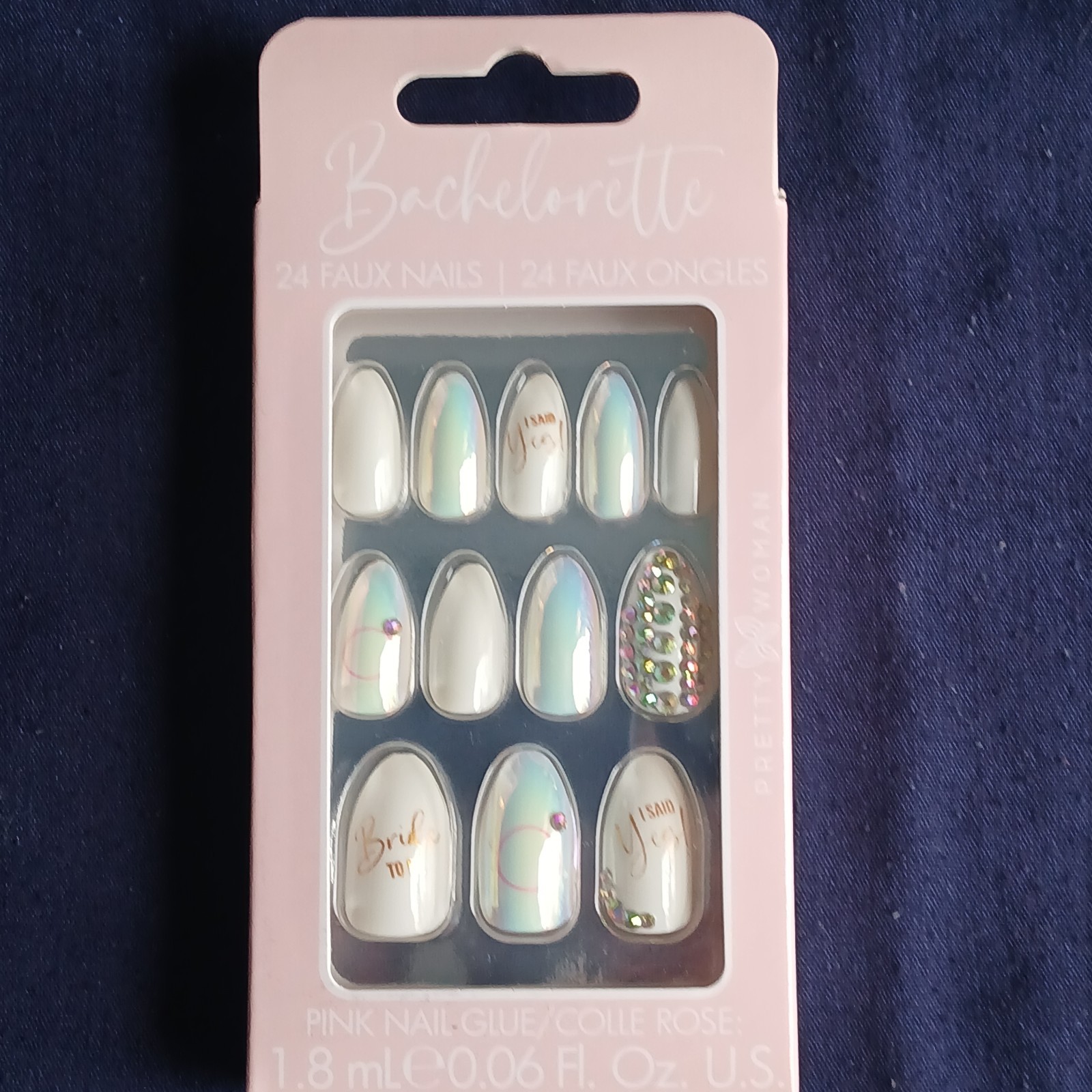 Iridescent Press-On Nails – Pink and White NEW In Box Bachelerette Unbranded