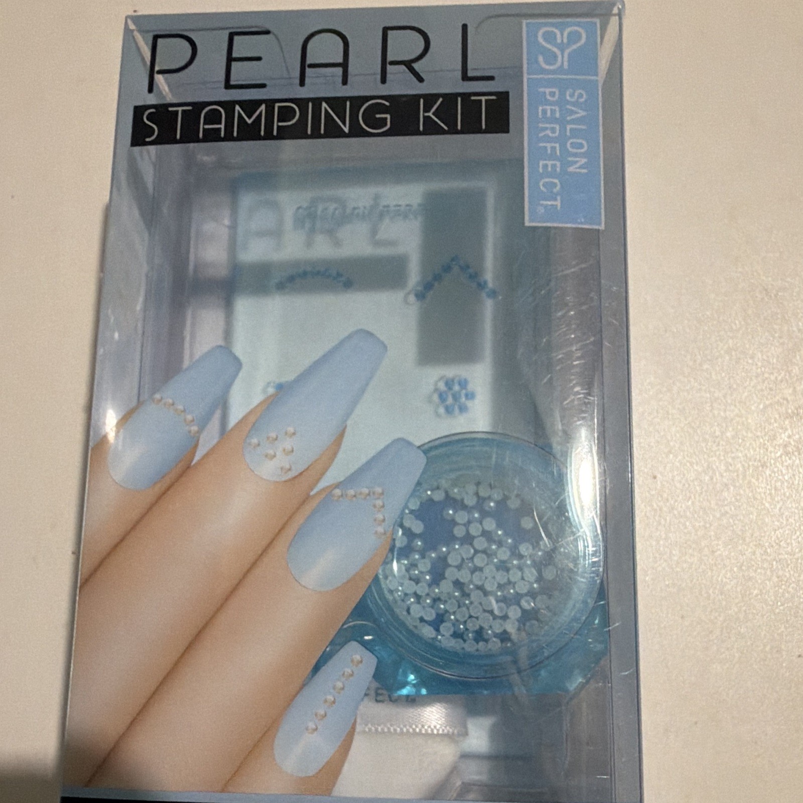 Salon Perfect Pearl Stamping Nail Art Kit White Pearls Set w/ 144 Pearls