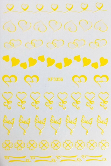 12 Sheets Nail Art 3D Decal Stickers heart with cardiogram bow clover XF335 NH21