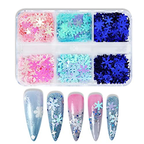 Blue Snowflakes Glitter Sequin for Nail Art Decorations, DIY Snowflake Nail