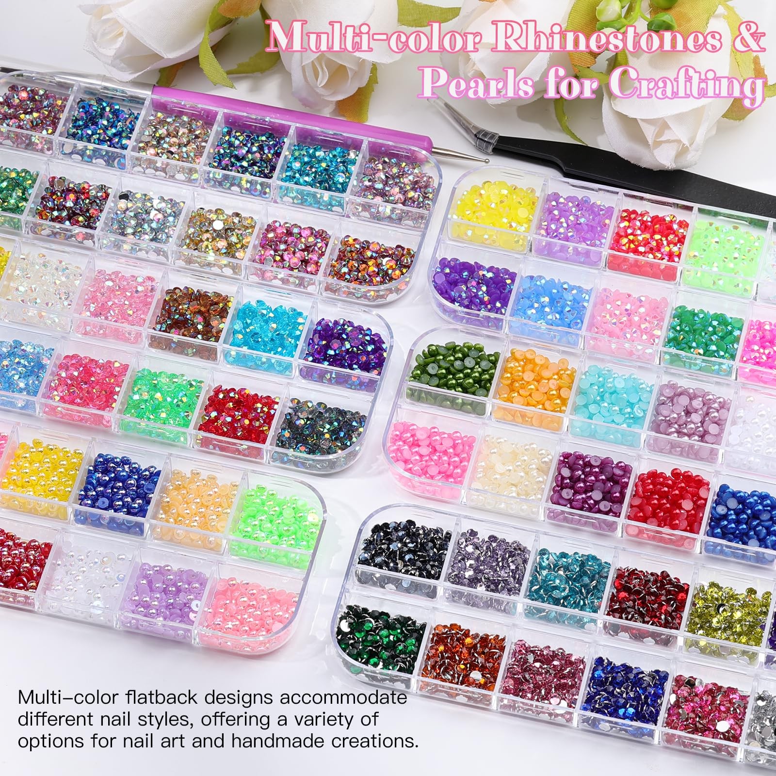 6 Boxes Resin Rhinestones for Bedazzling Kit, 3Mm Mixed-Color Jelly Clear AB Rhi