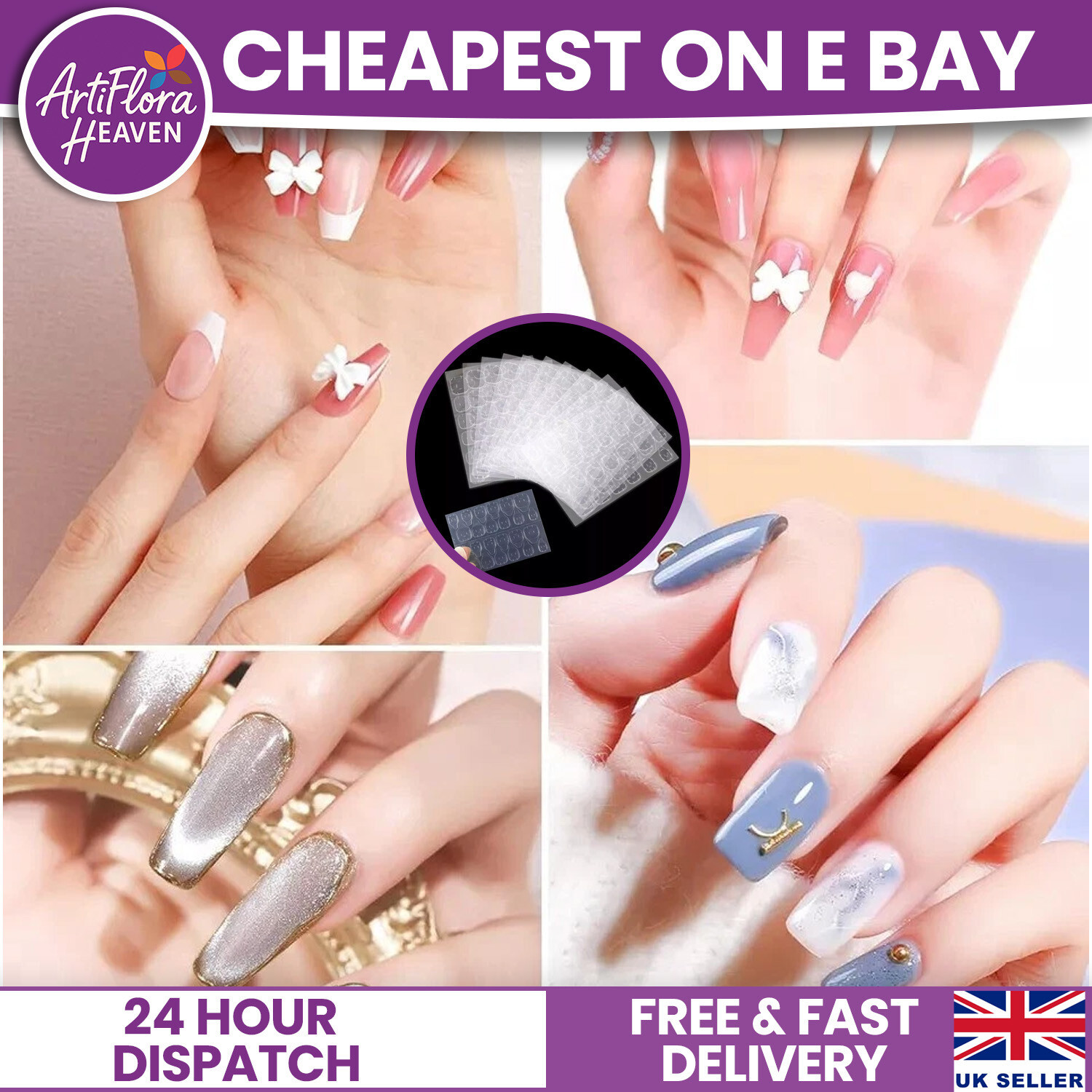 240PCS Adhesive Tabs Double-Sided Stickers for False Fake Nail Tip Glue Tape