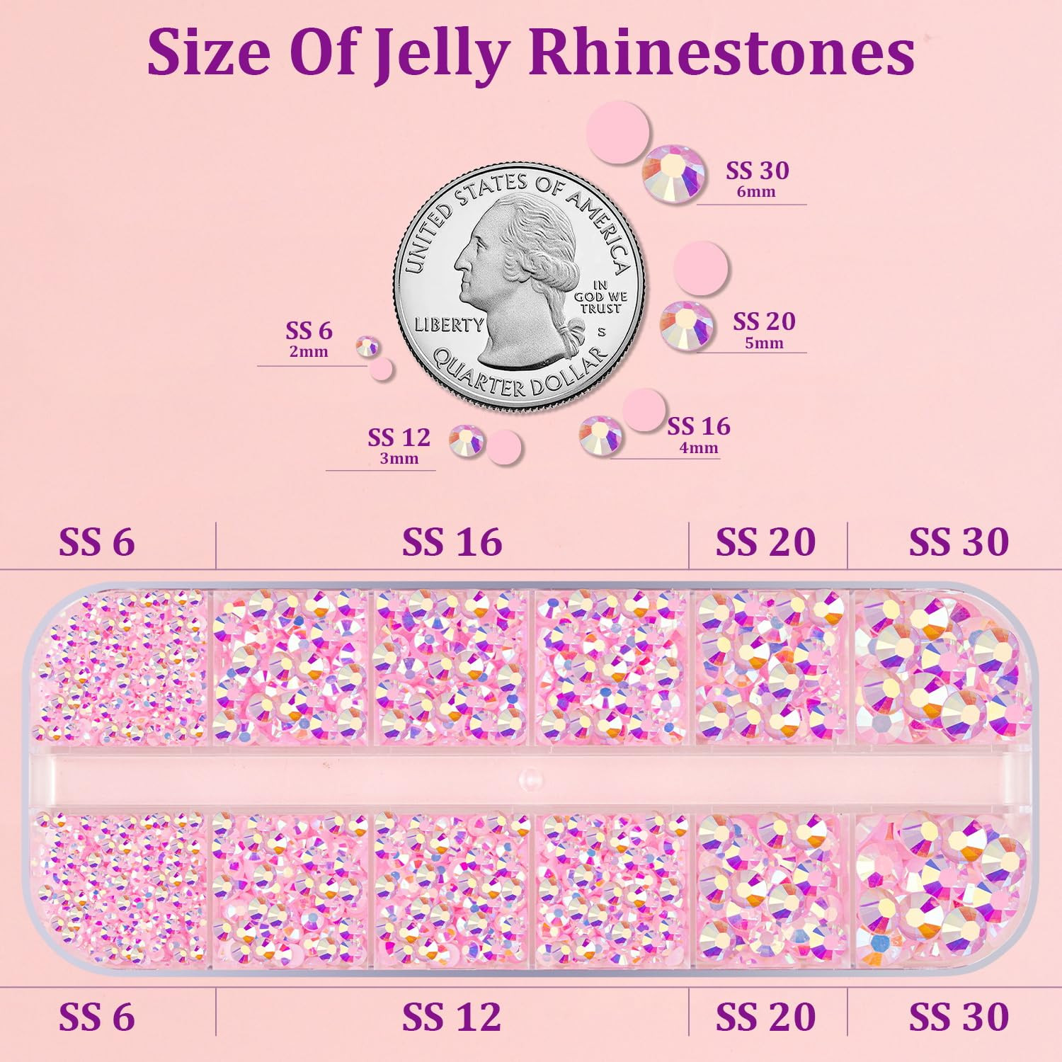 Resin Jelly Rhinestones for Crafting with B7000 Jewelry Glue, 1 Box Light Pink A