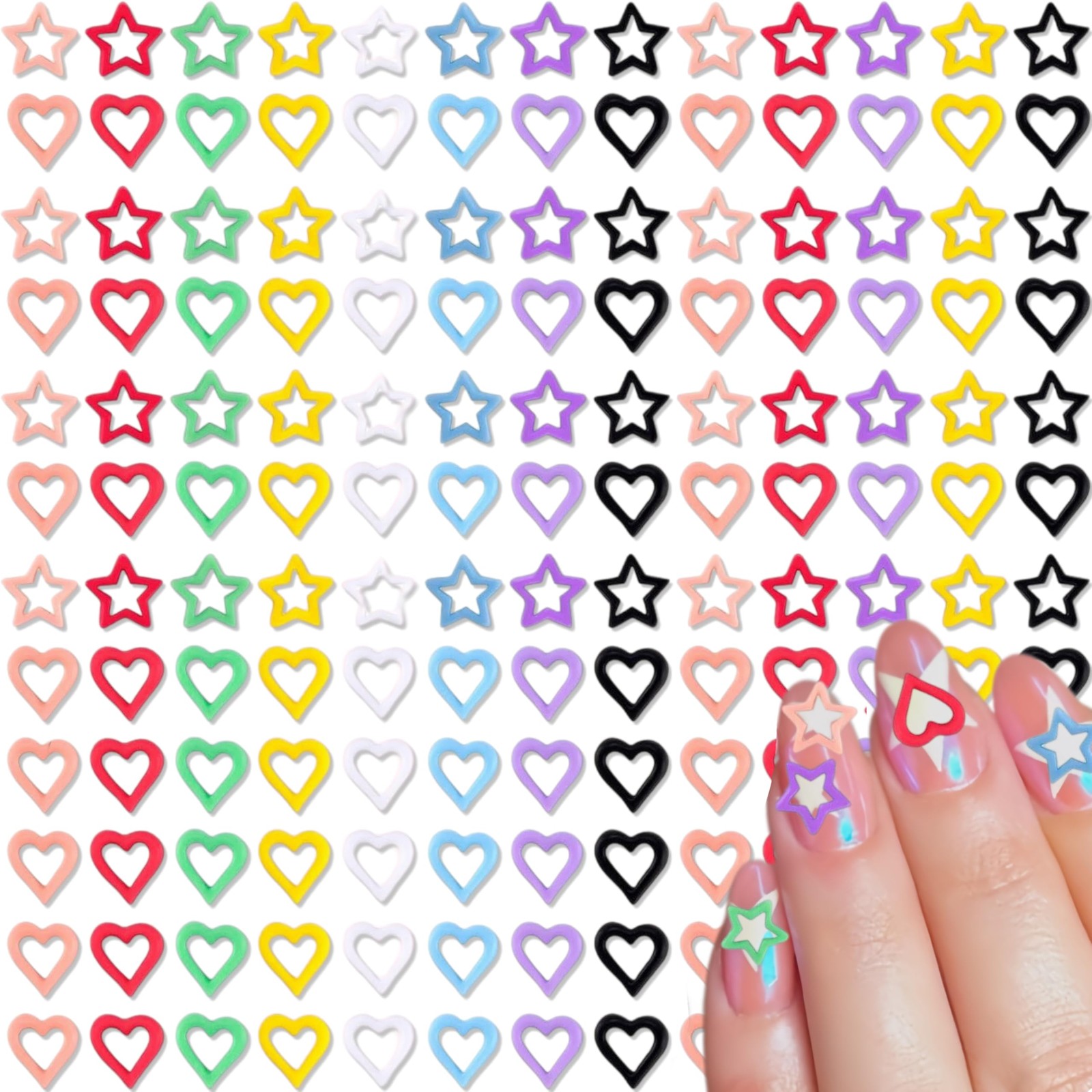 SHUXILIN 320pcs Kawaii Heart Star Nail Charms Purple