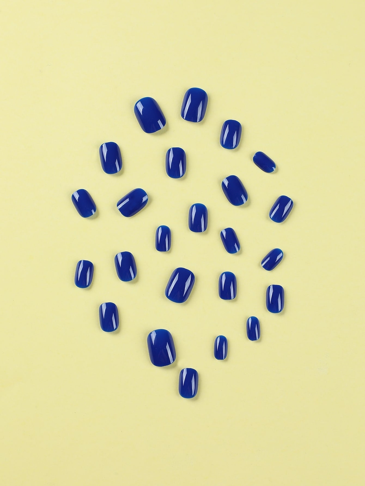 24pcs Short Square Royal Blue Solid Glossy Fake Nail False Nails Press On Nails