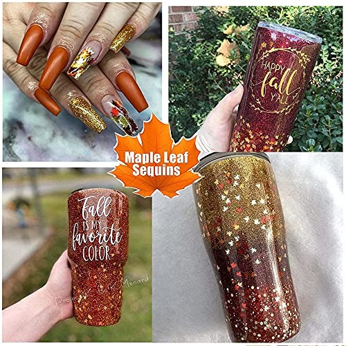 Holographic Glitters Fall Maple Leaf Shaped Nail Art Sequins yellow yellow
