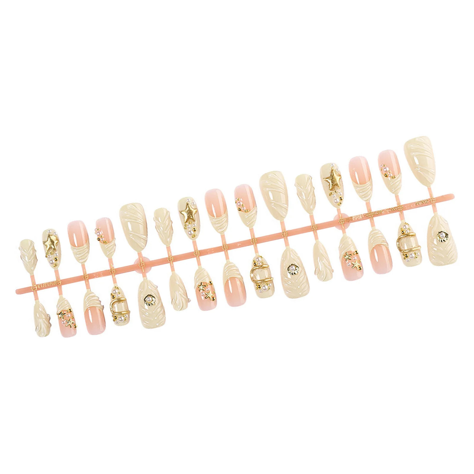30Pcs 3D Texture Almond Press On Nails For Daily Party Wedding