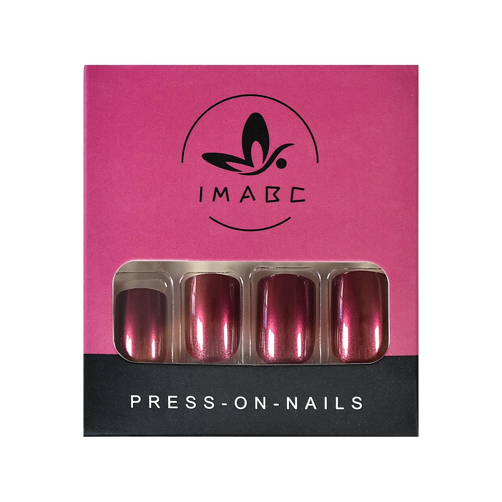 Shiny Pretty Red Glossy Press On Nails Short Squoval False Nails Women Girls …