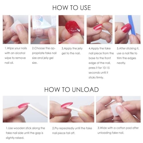 French Tip Press on Nails – Medium Short Round Fake Nails – 3D Colorful-13