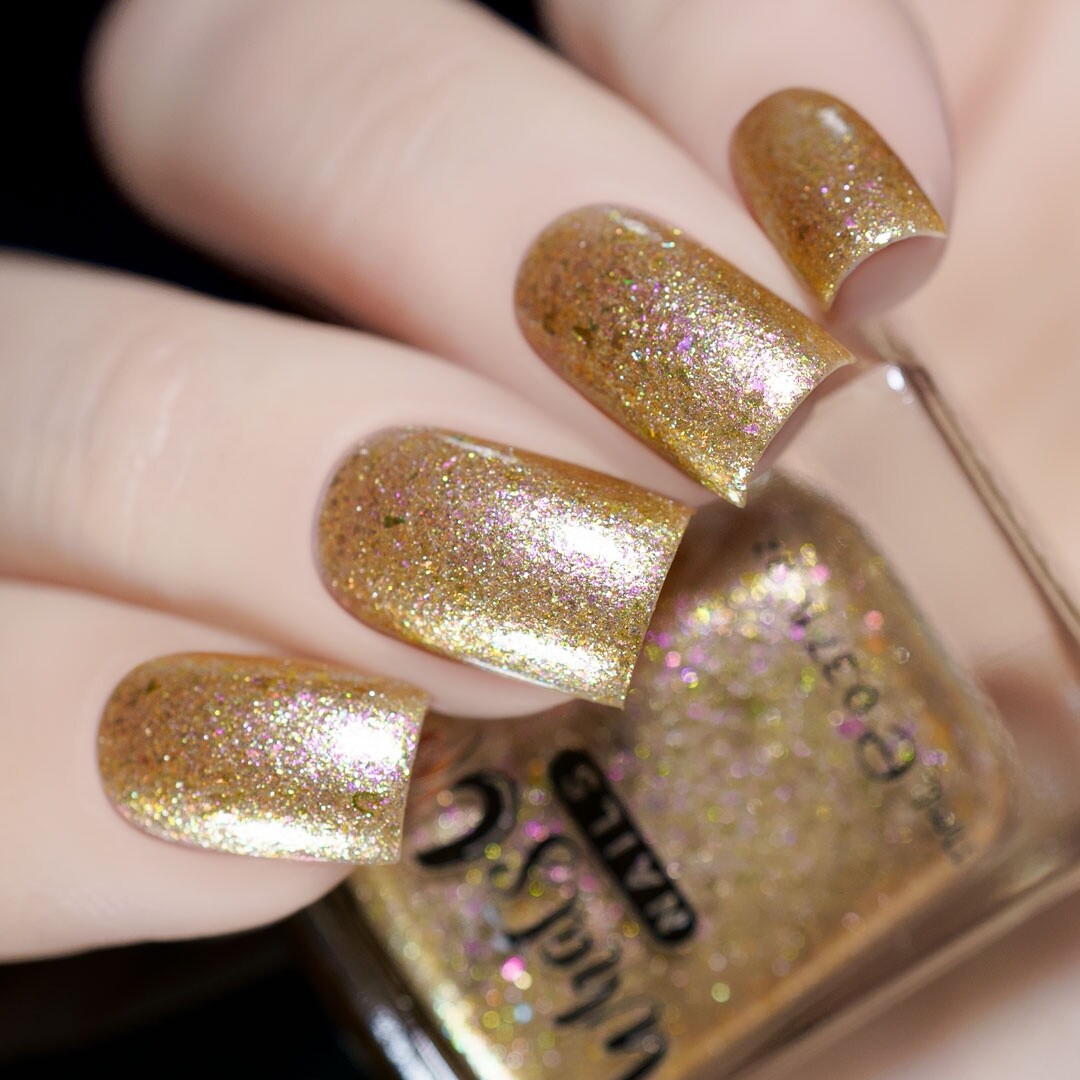 Sequin Seeker Regular Polish (Gold Shimmer & Flakies), Nail Polish for Nail Art