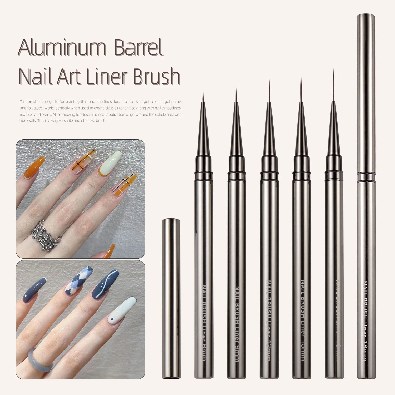 5pcs Nail Art Liners Striping Brushes Fine Line Drawing Detail Painting Blending