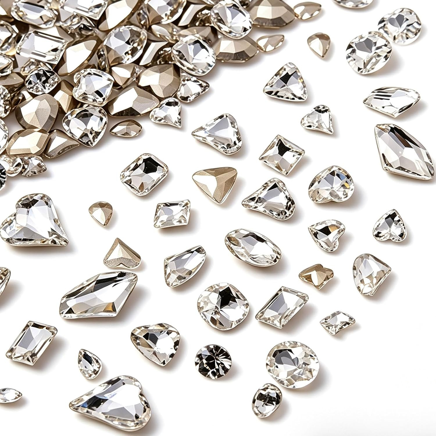 48 Pcs Big Mix Sizes Different Shape Nail Rhinestones 16 Styles 3D Glass Crystal