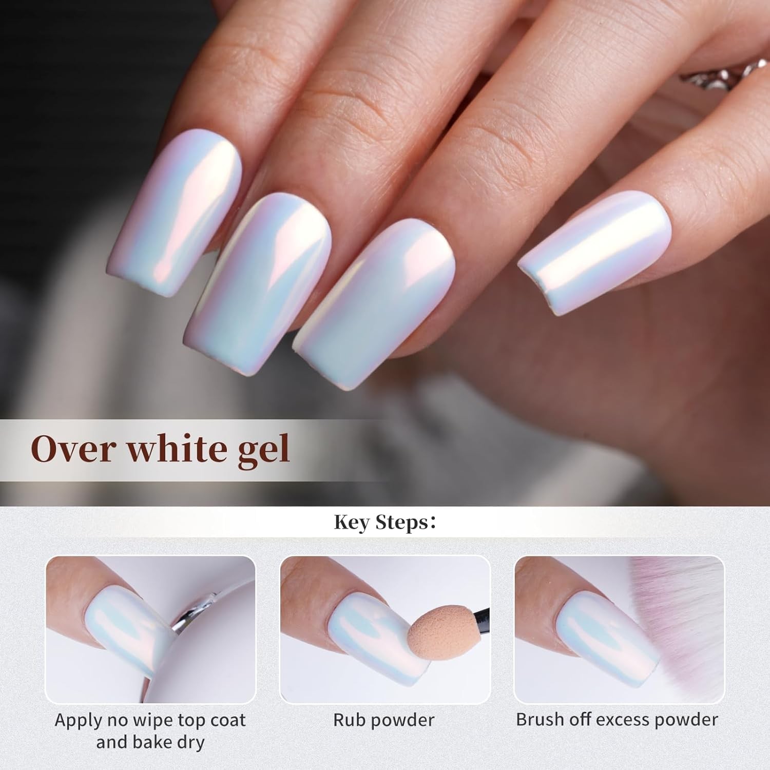 Pretty Diva 0.3g Mermaid Unicorn Chrome Nail Powder, Aurora Iridescent Chrome…