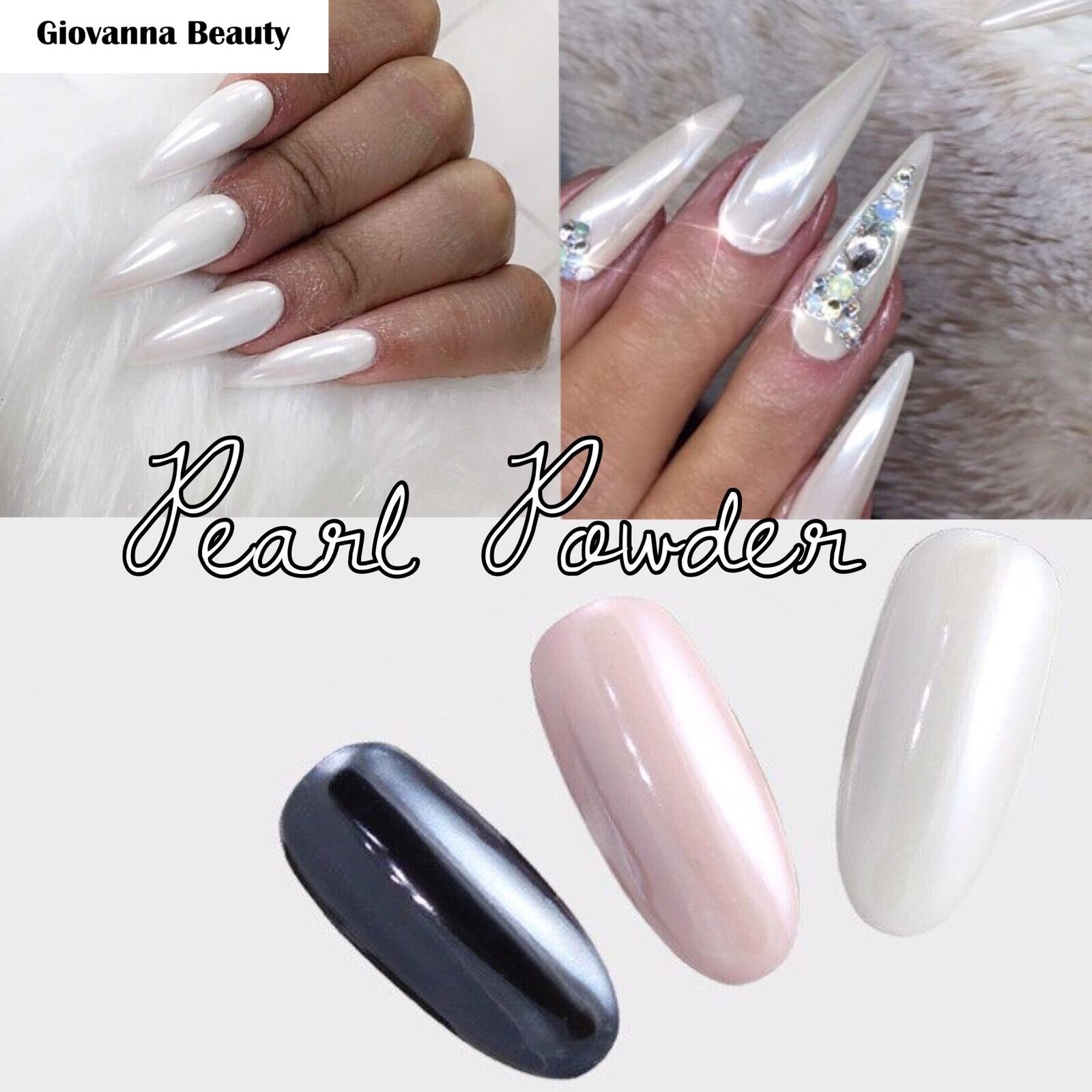 WHITE CHROME POWDER Matte Pigment Pearl Nails Glazed Donut Crystal Shiny Dust