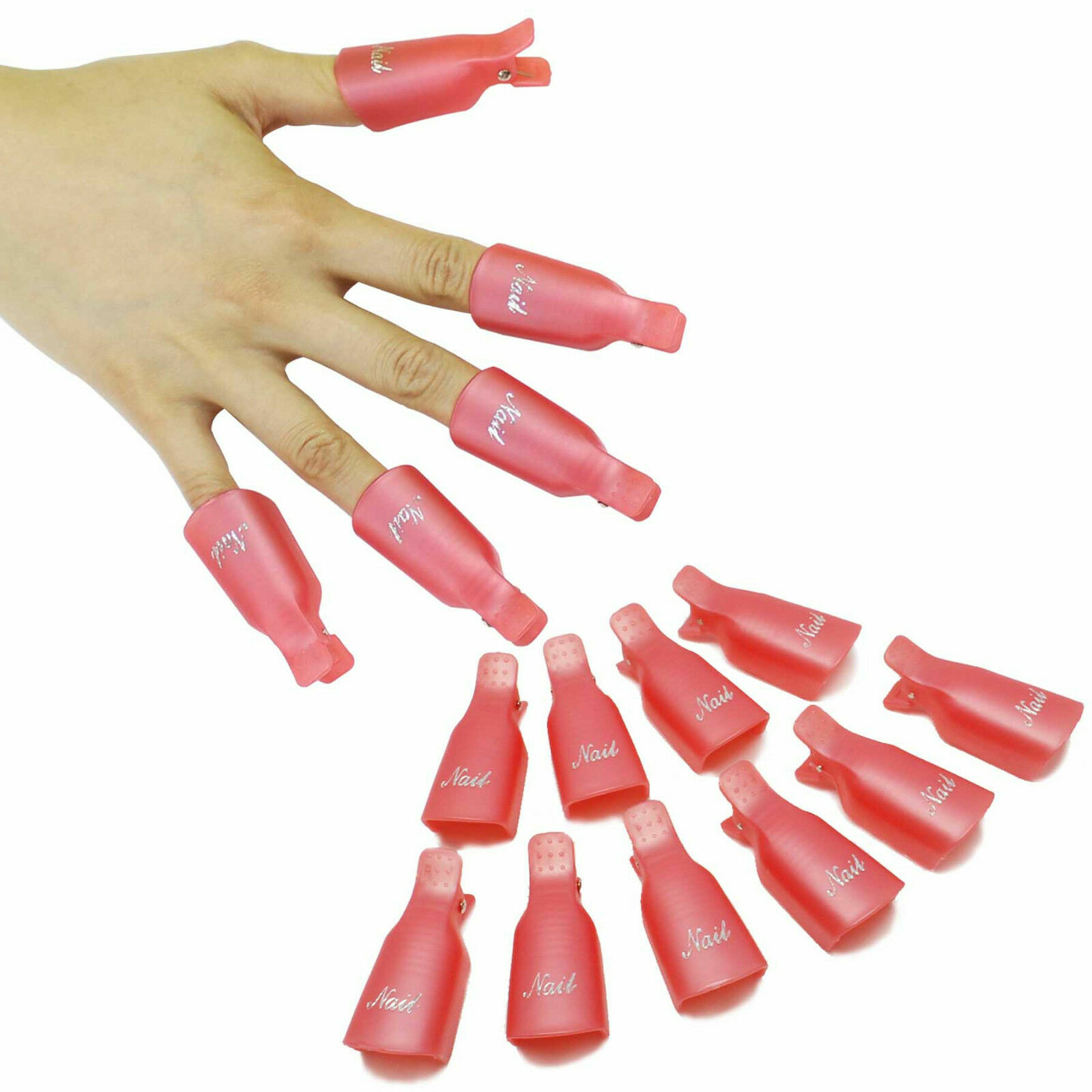 10Pc Plastic Nail Soak Off UV Gel Art Polish Remover Wrap Gelish Clip Cap UK NEW