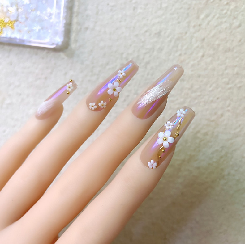 Manicure Design Steel Ball 4g/Bag 3D Pink Flower Nail Art Jewelry Mixed Size NH9