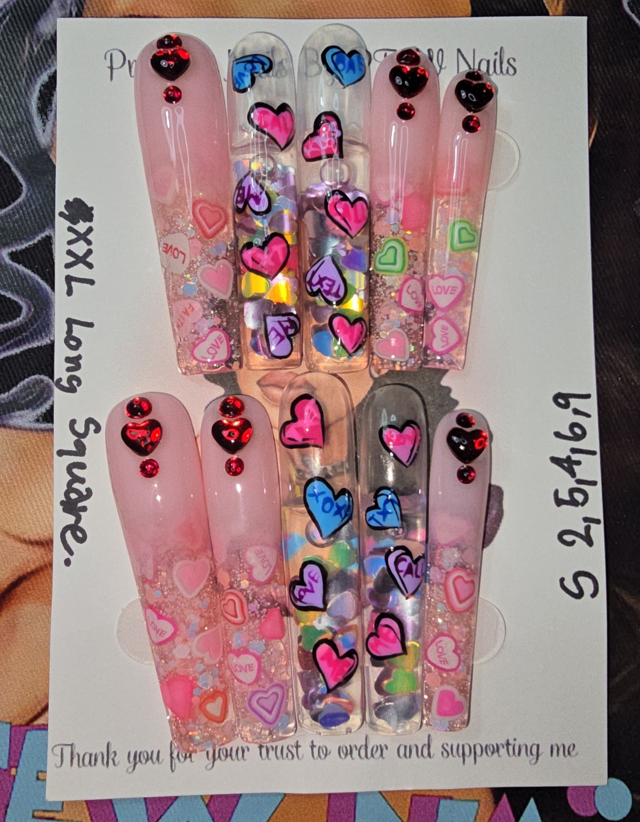 Handmade Gel Press On Nails,Aquarium Nails Small Size 2,5,4,6,9 XXL Long Square